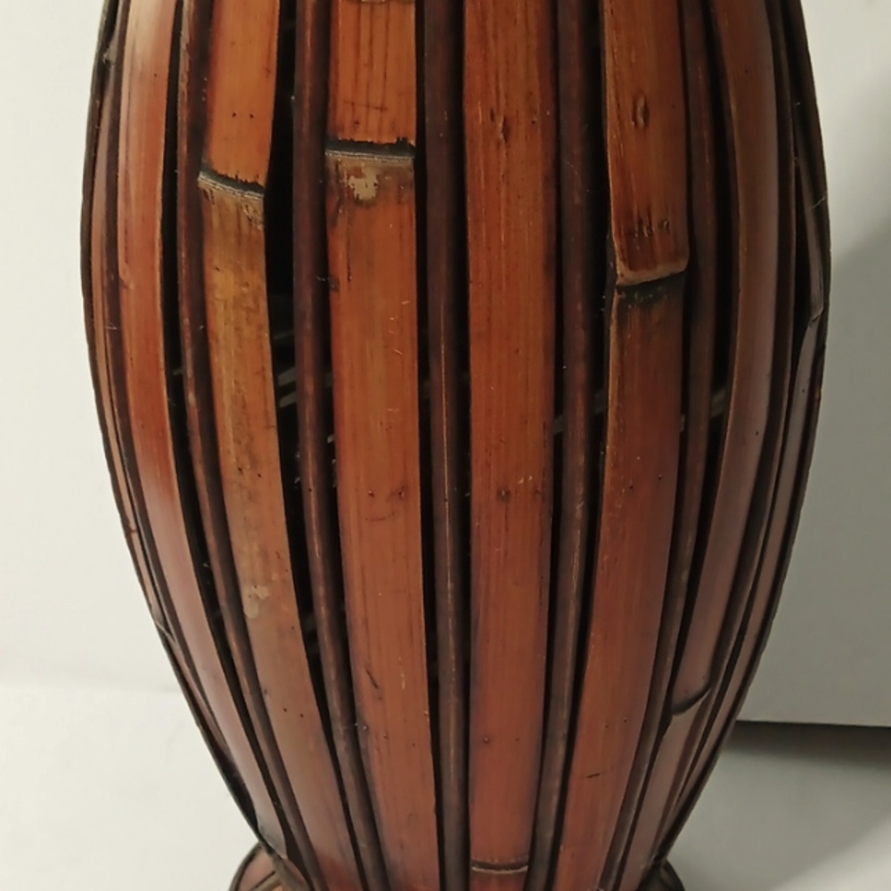 Vintage Rustic MCM Bamboo Wooden Vase 22.5 Inches Tall - Picture 6 of 7